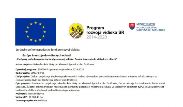 1. fotografia fotogalérie Projekty / Rekonštrukcia lávky cez Klastavský potok v obci Drážovce - foto