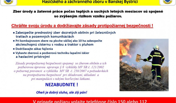 1. fotografia fotogalérie Aktuality / Chráňte svoju úrodu a dodržiavajte zásady protipožiarnej bezpečnosti ! - foto